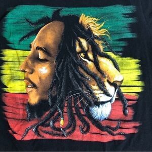 Zion Rootswear Mens Medium Black Bob Marley Lion Rasta Music Reggae 2013 T-shirt